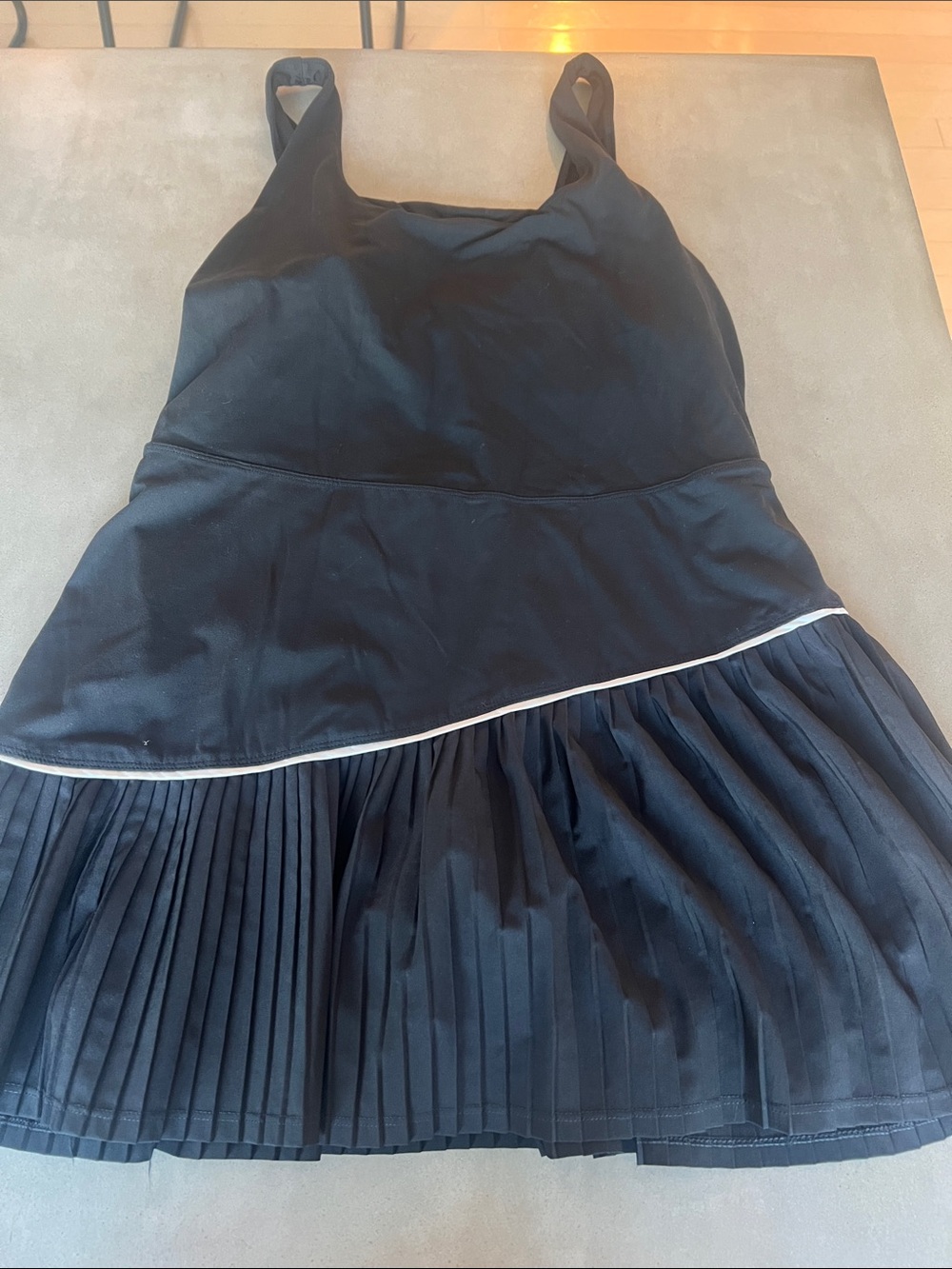 JoyLab Black Pleated Hem Tank Dress with White Trim